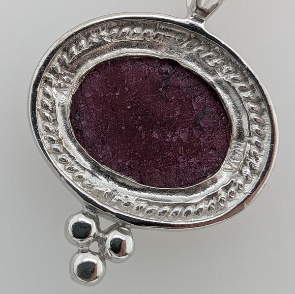 Sterling Silver & Ruby Stone Pendant Paired w/ Silver Chain - Picture 6 of 8